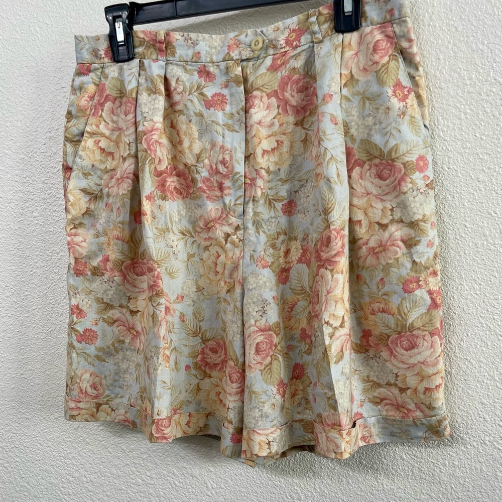 Lauren Ralph Lauren Vintage Floral Linen Shorts Size 14